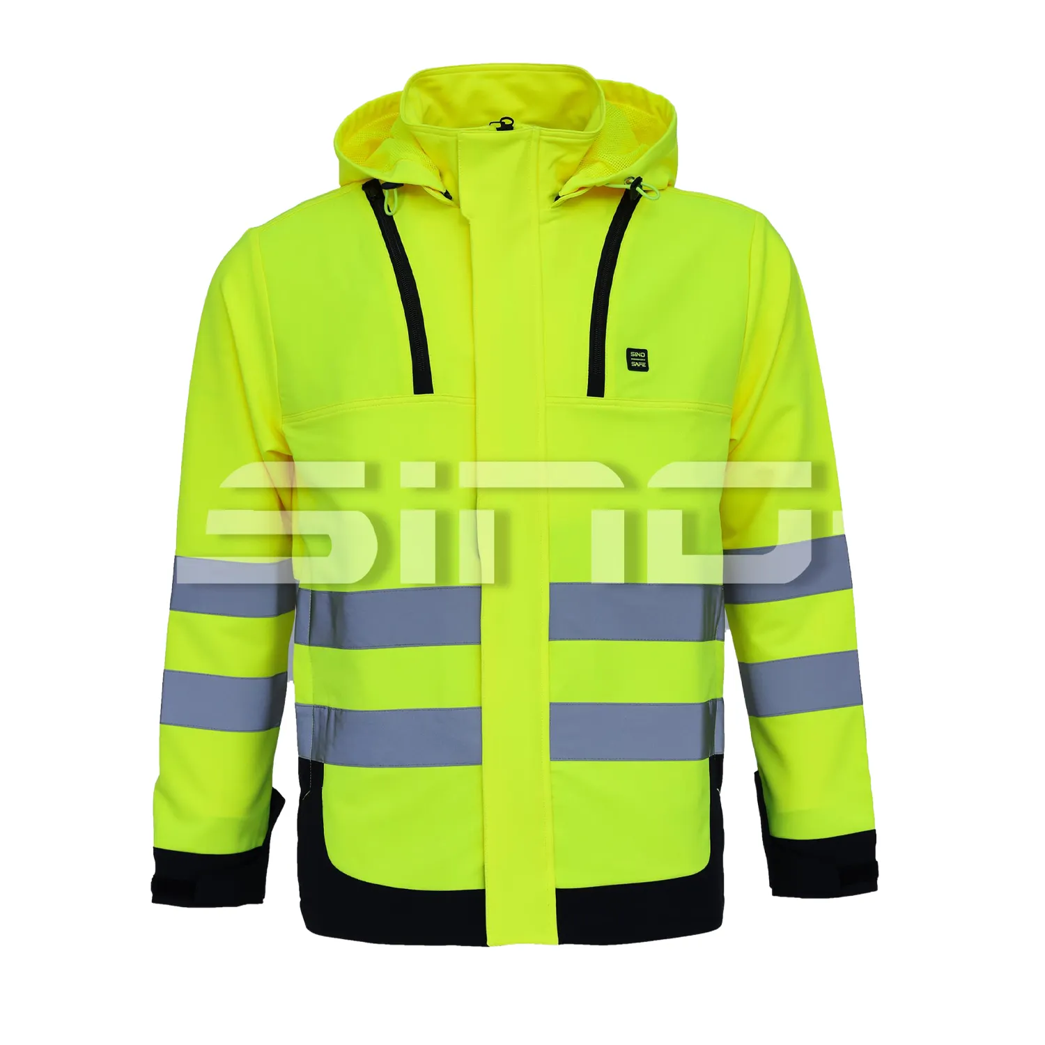 पुरुषों के लिए उच्च दृश्यता चिंतनशील जैकेट, जेटों के साथ सुरक्षा जैकेट, पीली कोट पुरुषों के काम