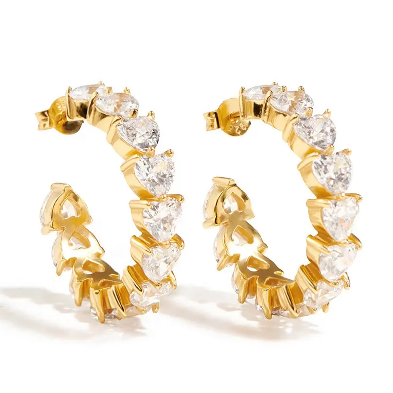 Gemnel trend 2024 high quality jewelry 925 silver gold custom elegant amore hoops earrings