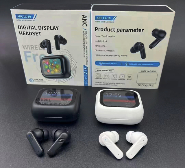 LX-10 2.01-inch TFT Color Screen ANC ENC Dual Noise Reduction Adaptive Equalizer TWS Wireless Headset Headphone Earphone Earbuds