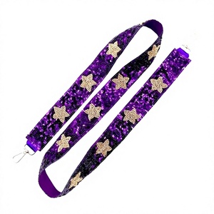 Accessoire de sac à main tendance CRYSTAL CRAFT, motif étoile perlée violette, vintage, écologique, avec sangle à crochet, design à la mode - Product Image 1