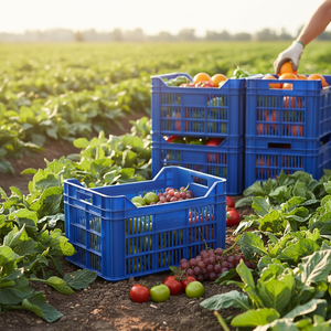 KE 950 B Full Perforated Foldable Plastic <b>Crate</b> Heavy Duty Stackable Industrial Storage Agriculture Harvest Use Ergonomic - Product Image 2