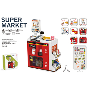 GIVELONG Juego de Juguetes de Plástico Multifuncional 2 en 1 para Niños, Juego de Imitación de Supermercado con <span class=keywords><strong>Caja</strong></span> <span class=keywords><strong>Registradora</strong></span> para Niños - Product Image 5