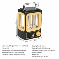 Brightenlux Vintage Solar-Campinglaterne Typ-C Wiederaufladbar, Wolfram-Glühfaden LED-Zeltlampe mit Stufenloser Dimmung und Powerbank