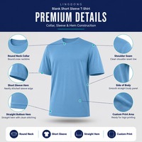 Kaos Pria Lengan Pendek Biru Langit Kerah Bulat Polos Custom Logo OEM ODM Produsen Grosir