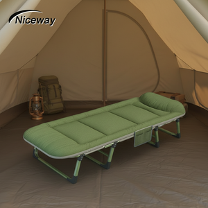 Draagbare opvouwbare ligstoel, campingbed, opvouwbaar buitenbed voor reizen, kantoor en kamperen, donkergroen. - Product Image 1