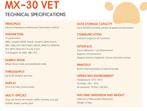 Analyseur d'hématologie vétérinaire en 3 parties MX30V-Analyse sanguine compacte pour équipement de laboratoire médical multi-espèces Analyse entièrement automatique - Product Image 4