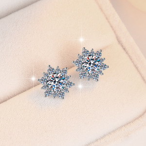 <span class=keywords><strong>Orecchini</strong></span> a lobo con diamante Moissanite VVs1 da 1 carato*2 in argento 925 con cristalli, a forma di girasole, per feste e matrimoni, gioielli alla moda - Product Image 2