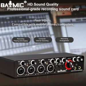 Interface audio professionnelle DAYMIC 24 bits 192 kHz 4 canaux, carte son USB pour enregistrement en direct, carte son solo, interface audio - Product Image 4