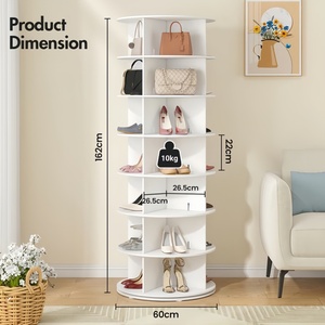 Organizador <span class=keywords><strong>de</strong></span> Zapatos Giratorio 360° <span class=keywords><strong>de</strong></span> <span class=keywords><strong>Madera</strong></span> OEM, Estante Multifuncional para Bolsos y Libros, Torre <span class=keywords><strong>de</strong></span> Almacenamiento Vertical que Ahorra Espacio - Product Image 4