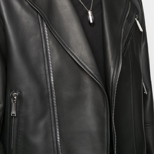 Veste en cuir noire sur mesure de haute qualité pour hommes, veste en cuir zippée tendance, style streetwear, inspiration vintage - Product Image 6