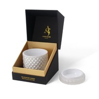Premium 10oz wadah lilin silinder beraroma Foil emas hitam Matte kaku kotak kemasan hadiah kustom untuk lilin kosmetik
