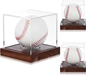 Clear Cube Baseball halter mit Vitrine Box Holz sockel, Autogramm Baseball Stand Box für Single Ball