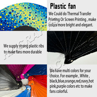 Éventail pliant portable en plastique à pois bleus 23*42cm, idéal pour la danse et la décoration intérieure - Grande Vente