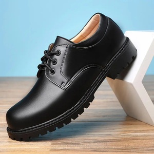Zapatos <span class=keywords><strong>Oxford</strong></span> de Vestir de Cuero Negro Británico para Adolescentes, Diseño Cómodo, Suelas Suaves, Transpirables, para Niños de Secundaria - Product Image 2