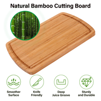 2 Pcs Set Talenan Bambu Ramah Lingkungan Tebal 1.5cm untuk Daging, Sayuran & Keju dengan Alur Penampung Cairan