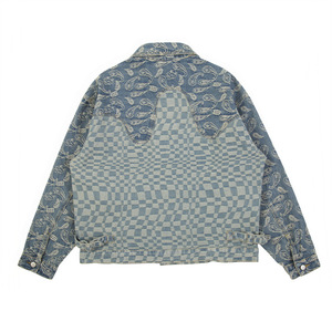 Chaqueta Vaquera con Parches de Flores de Anacardo Rotos, Estilo Urbano Americano de Marca de Moda - Product Image 5