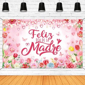 Toile de fond rose pour la fête des mères, « Meilleure maman de tous les temps », « J'aime maman », fond photographique, bannière de fête, décoration de photomaton personnalisable - Product Image 1