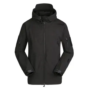 冬季黑色透气防水防鲨鱼皮男士夹克重量级防风高品质涤纶休闲男士外套