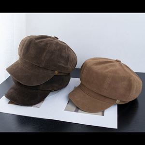 High Quality Vegan Suede Winter Octagonal Hat Women Vintage Style Beret Hat - Product Image 3