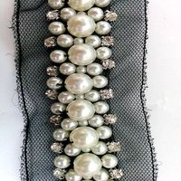 Garnitures de couture en dentelle perlée avec strass pour robe de mariée, rouleaux de garniture en dentelle perlée 3D blanche avec chatons sertis