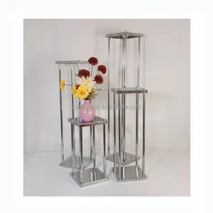 Wedding table decoration 4pcs/set iron silver flower stand metal center pieces wedding table silver