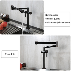 Robinet d'évier de <span class=keywords><strong>cuisine</strong></span> en laiton à double poignée, pont en Arc haut, remplisseur de Pot, robinet de pliable gratuit - Product Image 3