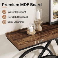 Table console extra longue de 70,9 pouces, table étroite pour canapé avec base en métal en forme de vélo, table d'entrée avec rangement derrière le canapé