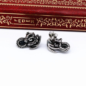 Pendientes de Dragón yúnique, Acero Inoxidable 316, Engaste con Bisel, Joyería del Zodíaco Animal para Hombres y Mujeres - Product Image 2