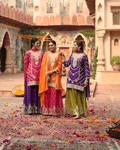 Conjunto de traje Palazzo de diseñador de lujo, Chinnon Premium tela de seda, colección de bodas, ropa de Festival, traje Palazzo - Product Image 4