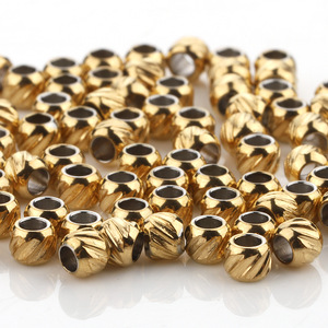 Stainless Steel Gold Plated Melon Beads Round 6mm <b>Spacer</b> Beads For Jewelry Making DIY Bracelets Necklaces Patterned Beads - Product Image 1