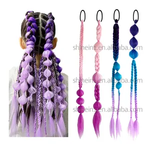 Ponytail Wholesale Handmade Crochet Twist Jumbo Braiding Hair Extensions Ombre Color Synthetic Bubble Braid Ponytail For Women