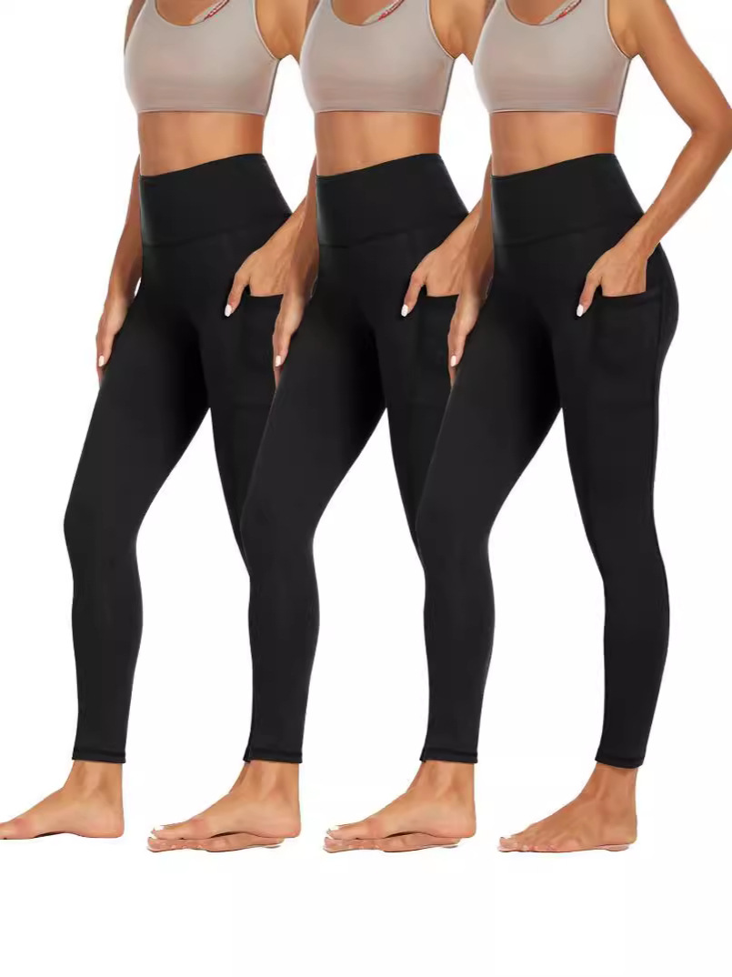 Custom Women High Waisted Yoga Leggings with Pockets Tummy Control Workout Gym Fitness Pants OEM