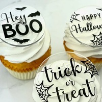 ECCO BELLA Happy Halloween Kürbis 'Hey Boo' Cupcake Topper Acryl UV Graviert 1,3mm/1,5mm Dicke Kuchen Dekorieren Zubehör