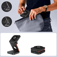 Chargeur Sans Fil 15W, Recharge Rapide Magnétique 3-en-1 Pliable, Station de Charge Portable pour Apple Watch iPhone AirPods