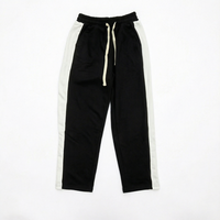 Pantalon de survêtement mi-hauteur pour homme, noir, 100 % coton, poids moyen, avec bande latérale blanche, taille élastique, style japonais, imperméable