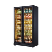 Équipement de réfrigération commerciale, réfrigérateur vertical à vitrine, réfrigérateur vertical personnalisé à 2 portes vitrées, mini-réfrigérateur à boissons