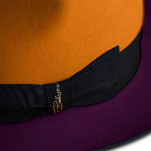 purple Orange Fedora <b>Hat</b> With Black <b>Band</b> Unisex Adult 56-58CM Four Seasons Casual European Style Wool Material - Product Image 4