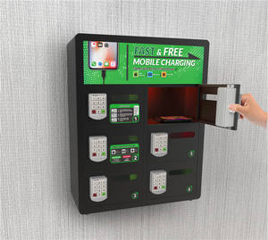 Modern Coin-operated Public Wall-mounted 6-door Self-coding Black Smart Mobile Phone Charging Storage Locker C-WB263 6-Door Desi - Product Image 5