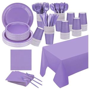 Disposable Party Supplies Kit <b>Black</b> Tableware Set With <b>Plates</b> Cups Napkins Cutlery For Party Events - Product Image 3