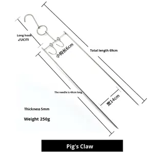 Gancho de cochinillo de acero inoxidable extendido Yolecen para barbacoa Pipa tenedor <span class=keywords><strong>asado</strong></span> accesorio de cocina herramienta de Metal - Product Image 6