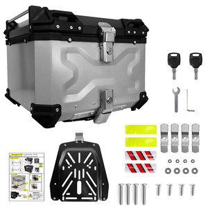 <span class=keywords><strong>Top</strong></span> <span class=keywords><strong>case</strong></span> <span class=keywords><strong>moto</strong></span> 55L en alliage d'aluminium X Design argent + noir <span class=keywords><strong>avec</strong></span> design X pour un rangement élégant des bagages - Product Image 1