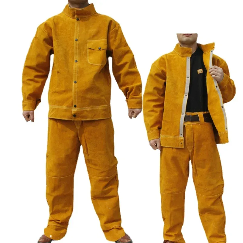 Bất bò da Mens Heat-proof điện hàn bảo hộ lao động hội thảo đồng phục thợ điện yếm áo quần áo bảo vệ phù hợp với