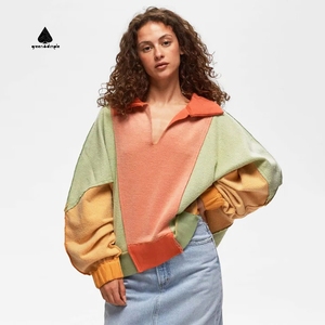<span class=keywords><strong>Felpa</strong></span> da donna con <span class=keywords><strong>collo</strong></span> <span class=keywords><strong>a</strong></span> <span class=keywords><strong>collo</strong></span> alto in pile retrò Color Patchwork manica lunga <span class=keywords><strong>a</strong></span> sbuffo <span class=keywords><strong>felpa</strong></span> ampia per camicetta Casual - Product Image 1