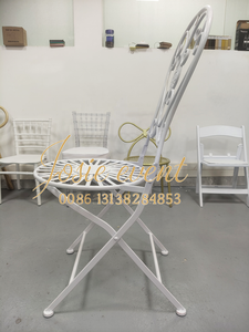 Silla Plegable de Jardín de <span class=keywords><strong>Metal</strong></span> Blanco Vintage, Suministro Directo de Fábrica - Product Image 3