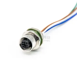 6 Pin M12 Electric Waterproof IP68 M8 L Type Outdoor Screw Power Cable Connector