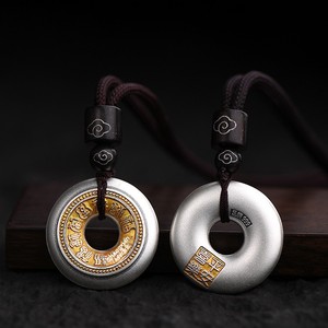 Trendy <b>Copper</b> Peace-Knot Pendant Unisex New Chinese-Style Electroplated <b>Chain</b> Necklace Hundred Blessings Character Charm B411-B4 - Product Image 2