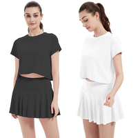Ensemble de tenue de yoga d'été pour femmes, ensemble deux pièces à séchage rapide, tenue de fitness, jupe courte pour l'entraînement et la course à pied