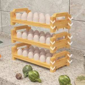 Wooden Stackable Egg Storage Rack Double Layer For <b>Kitchen</b> Organizing Eggs Duck Eggs Goose Eggs - Product Image 3