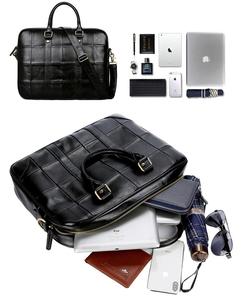 Moda Oficina Cremallera Rejilla Portátil <span class=keywords><strong>Parfois</strong></span> Negocios Delgado Maletín de cuero negro - Product Image 6