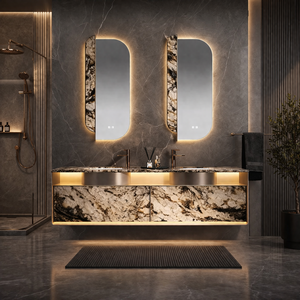 Gabinete de <span class=keywords><strong>Baño</strong></span> <span class=keywords><strong>con</strong></span> <span class=keywords><strong>Espejo</strong></span> LED de Lujo, Retroiluminado, Táctil Inteligente, Antivaho, <span class=keywords><strong>Espejo</strong></span> Doble de Pared <span class=keywords><strong>para</strong></span> Hotel y Hogar - Product Image 1